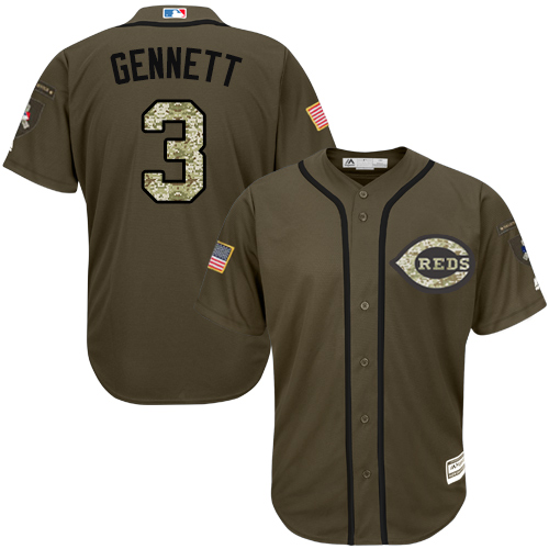 Reds #3 Scooter Gennett Green Salute to Service Stitched MLB Jersey